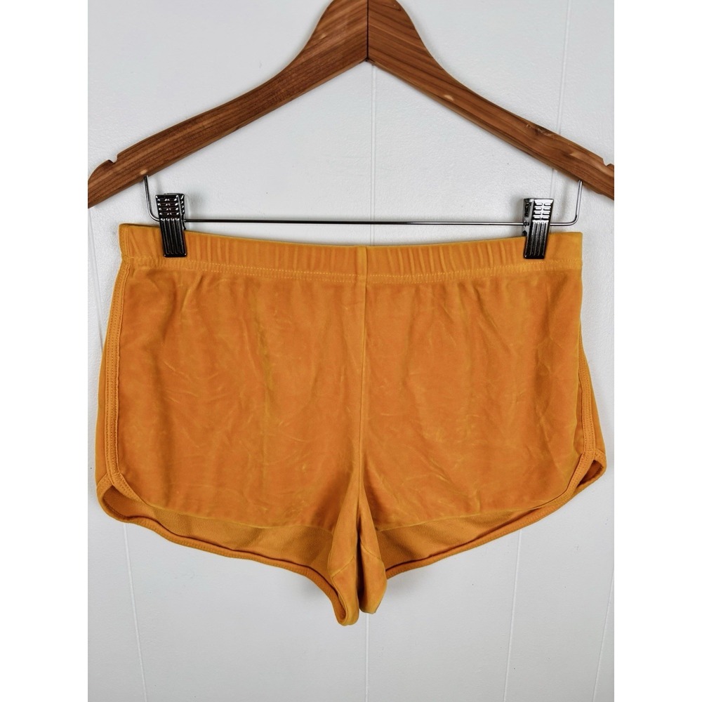 Hollister‎ Women's Medium Sunflower Yellow Velour Mini Shorts Retro Y2K